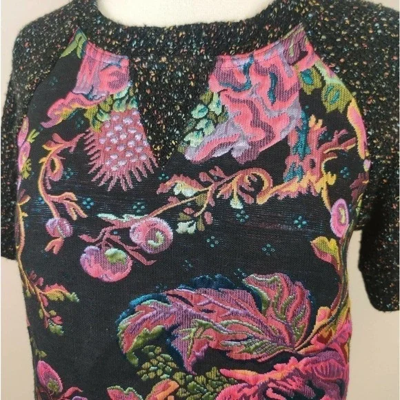 Anthropologie James Coviello Brocade & Knit Short Sleeve Top - Picture 3 of 9